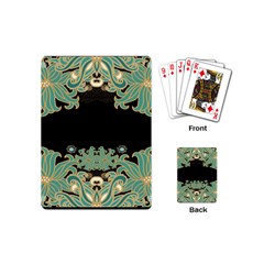 Black,green,gold,art Nouveau,floral,pattern Playing Cards (mini)  by NouveauDesign