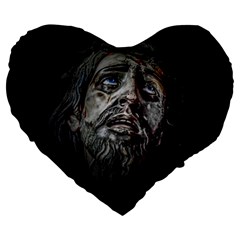 Jesuschrist Face Dark Poster Large 19  Premium Heart Shape Cushions by dflcprints