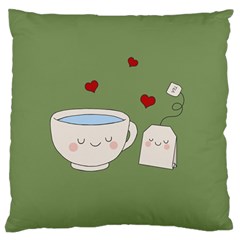 Cute Tea Large Flano Cushion Case (one Side) by Valentinaart