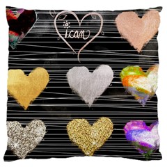 Modern Heart Pattern Large Flano Cushion Case (two Sides) by NouveauDesign