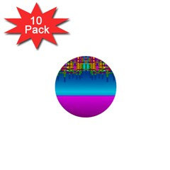 Sky Earth And Star Fall 1  Mini Buttons (10 Pack)  by pepitasart