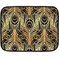 Gold, Black,peacock Pattern,art Nouveau,vintage,belle Epoque,chic,elegant,peacock Feather,beautiful Fleece Blanket (mini) by NouveauDesign