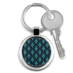 Blue,teal,peacock Pattern,art Deco Key Chains (round)  by NouveauDesign