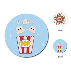 Cute Kawaii Popcorn Playing Cards (round)  by Valentinaart