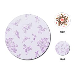Beautiful,violet,floral,shabby Chic,pattern Playing Cards (round)  by NouveauDesign