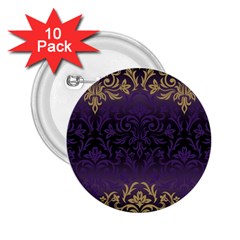 Art Nouveau,vintage,damask,gold,purple,antique,beautiful 2 25  Buttons (10 Pack)  by NouveauDesign