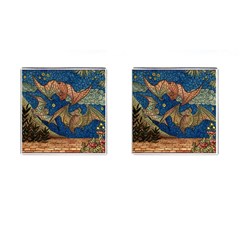 Bats Cubism Mosaic Vintage Cufflinks (square) by Nexatart