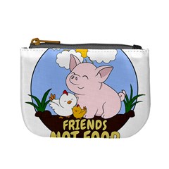 Friends Not Food - Cute Pig And Chicken Mini Coin Purses by Valentinaart