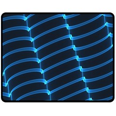 Background Neon Light Glow Blue Double Sided Fleece Blanket (medium)  by Nexatart