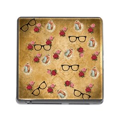 Vintage Glasses Beige Memory Card Reader (square) by snowwhitegirl