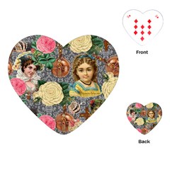 Damask Religious Victorian Grey Playing Cards (heart)  by snowwhitegirl