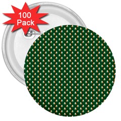 Irish Flag Green White Orange On Green St  Patrick s Day Ireland 3  Buttons (100 Pack)  by PodArtist