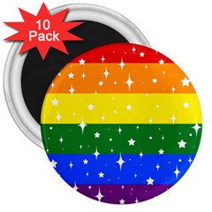 Sparkly Rainbow Flag 3  Magnets (10 Pack)  by Valentinaart