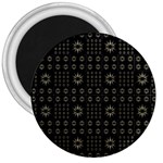 Dark Ethnic Stars Motif Pattern 3  Magnets Front