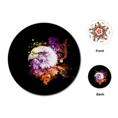 Awesome Eagle With Flowers Playing Cards (round)  by FantasyWorld7