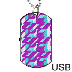 Fabric Textile Texture Purple Aqua Dog Tag Usb Flash (one Side) by Nexatart