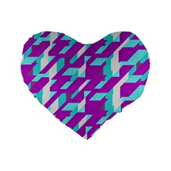 Fabric Textile Texture Purple Aqua Standard 16  Premium Heart Shape Cushions by Nexatart