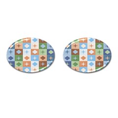 Fabric Textile Textures Cubes Cufflinks (oval) by Nexatart
