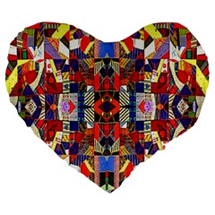 Pattern-35 Large 19  Premium Heart Shape Cushions by ArtworkByPatrick