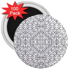 Black And White Ethnic Geometric Pattern 3  Magnets (100 Pack) by dflcprints