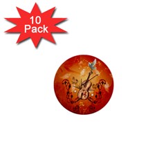 Violin With Violin Bow And Dove 1  Mini Buttons (10 Pack)  by FantasyWorld7