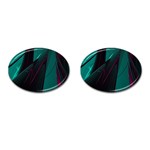 Abstract Green Purple Cufflinks (Oval) Front(Pair)
