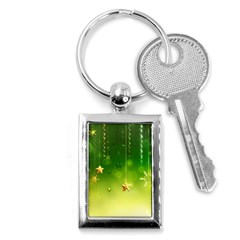 Christmas Green Background Stars Snowflakes Decorative Ornaments Pictures Key Chains (rectangle)  by Sapixe