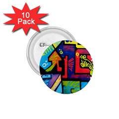 Urban Graffiti Movie Theme Productor Colorful Abstract Arrows 1 75  Buttons (10 Pack) by genx
