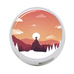 Design Art Hill Hut Landscape 4-Port USB Hub (Two Sides)  Front