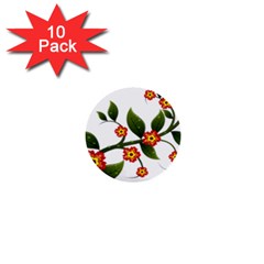 Flower Branch Nature Leaves Plant 1  Mini Buttons (10 Pack)  by Nexatart