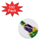 Flag Of Brazil 1  Mini Buttons (100 Pack)  by Sapixe