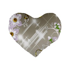 Floral Delight Standard 16  Premium Flano Heart Shape Cushions by Sapixe