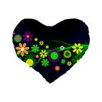Flower Power Flowers Ornament Standard 16  Premium Flano Heart Shape Cushions Back