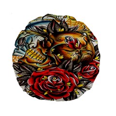 Flower Art Traditional Standard 15  Premium Round Cushions by Sapixe