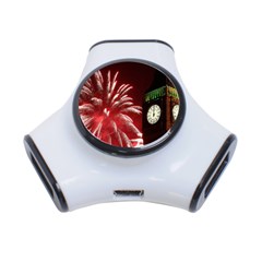 Fireworks Explode Behind The Houses Of Parliament And Big Ben On The River Thames During New Year’s 3-port Usb Hub by Sapixe
