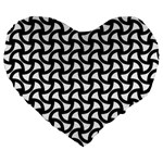 Grid Pattern Background Geometric Large 19  Premium Flano Heart Shape Cushions Front