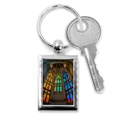 Leopard Barcelona Stained Glass Colorful Glass Key Chains (rectangle)  by Sapixe