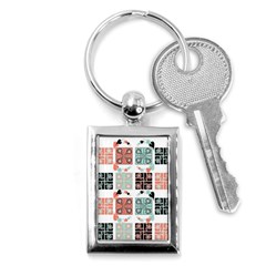 Mint Black Coral Heart Paisley Key Chains (rectangle)  by Sapixe