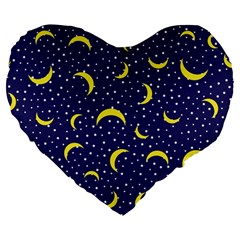 Moon Pattern Large 19  Premium Flano Heart Shape Cushions by Sapixe