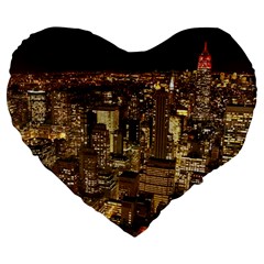 New York City At Night Future City Night Large 19  Premium Flano Heart Shape Cushions by Sapixe