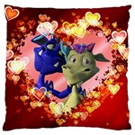 Ove Hearts Cute Valentine Dragon Large Flano Cushion Case (One Side) Front