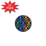 Pattern Background Bright Blue 1  Mini Buttons (10 pack)  Front