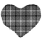 Seamless Pattern Background Black And White Large 19  Premium Flano Heart Shape Cushions Back