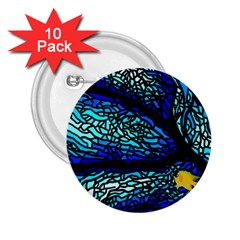 Sea Fans Diving Coral Stained Glass 2 25  Buttons (10 Pack)  by Sapixe