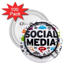 Social Media Computer Internet Typography Text Poster 2 25  Buttons (100 Pack)  by Sapixe