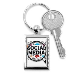 Social Media Computer Internet Typography Text Poster Key Chains (rectangle)  by Sapixe