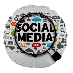 Social Media Computer Internet Typography Text Poster Large 18  Premium Flano Round Cushions by Sapixe