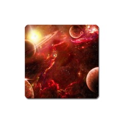 Space Red Square Magnet by Sapixe