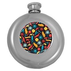 Virus Pattern Round Hip Flask (5 Oz) by Sapixe