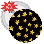 Yellow Stars Pattern 3  Buttons (10 pack)  Front